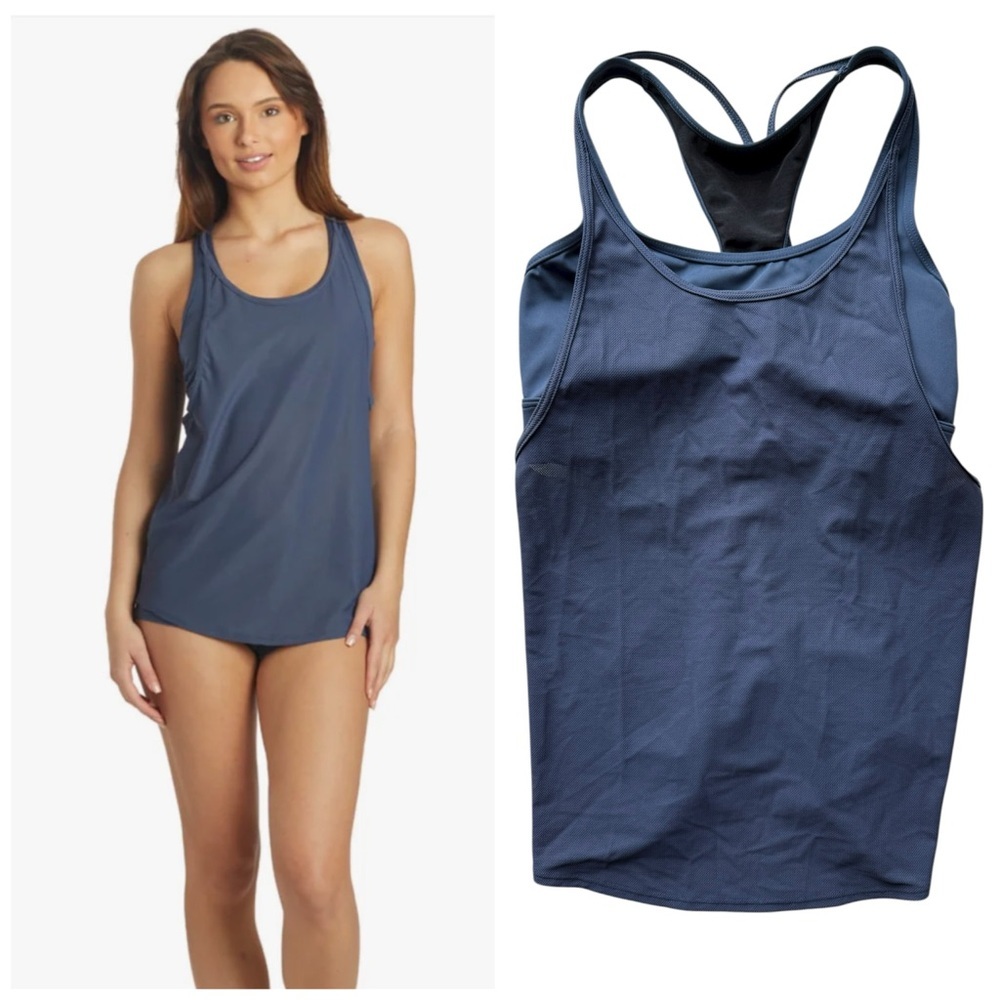TYR SOL Madison 2 in 1 Tank Bra Slate Blue Large NWT UPF Athletic Triathlon